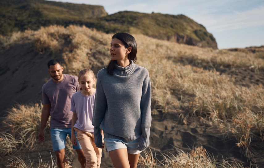 Family hiking in New Zealand