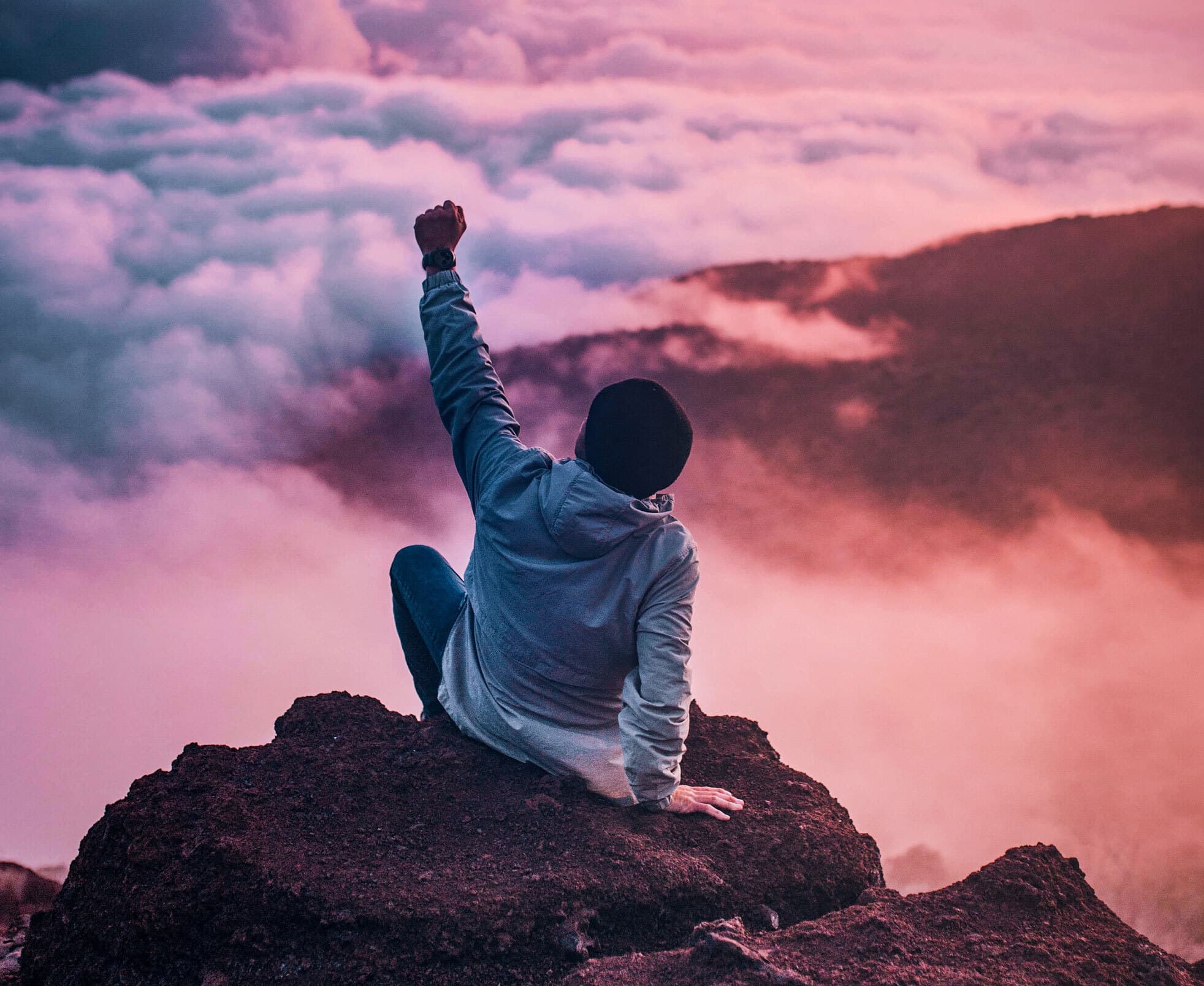 Man watching sunrise