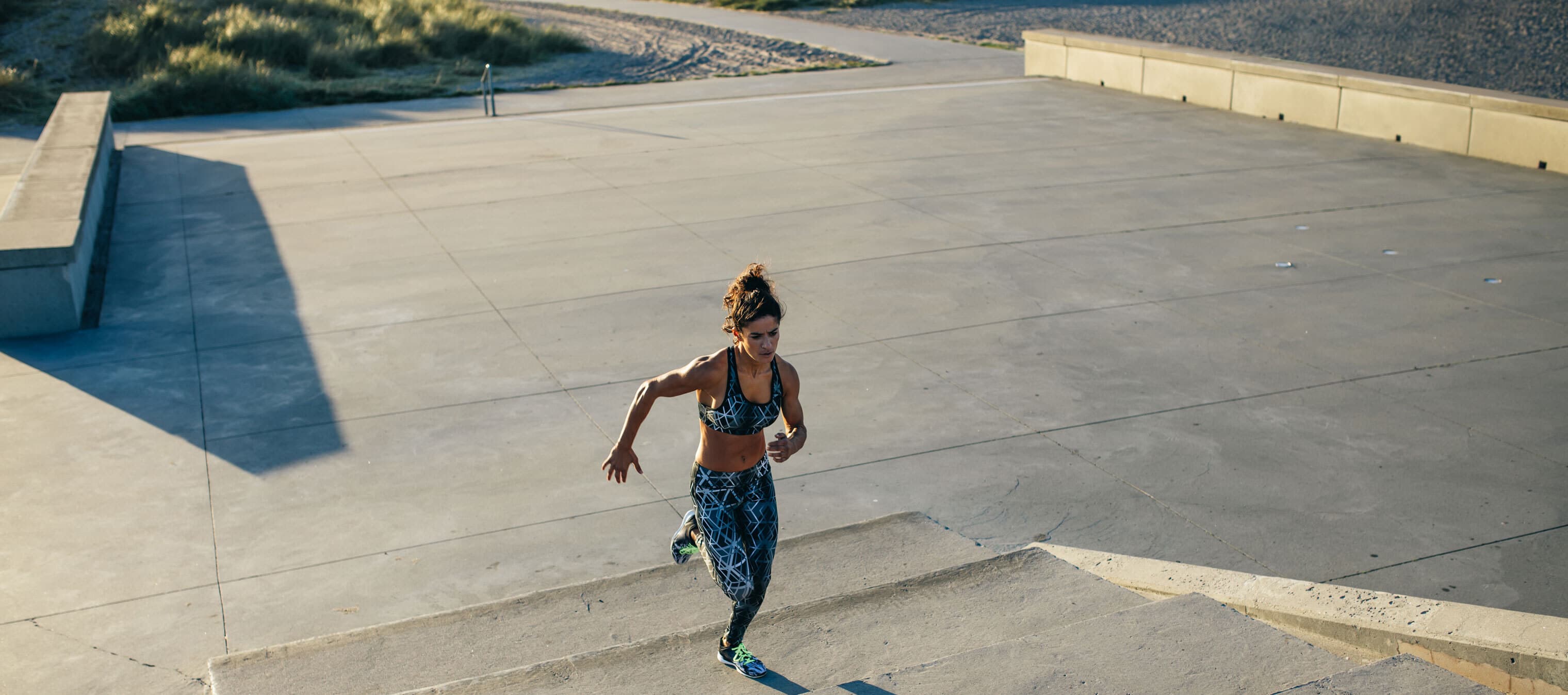 Woman running in city
