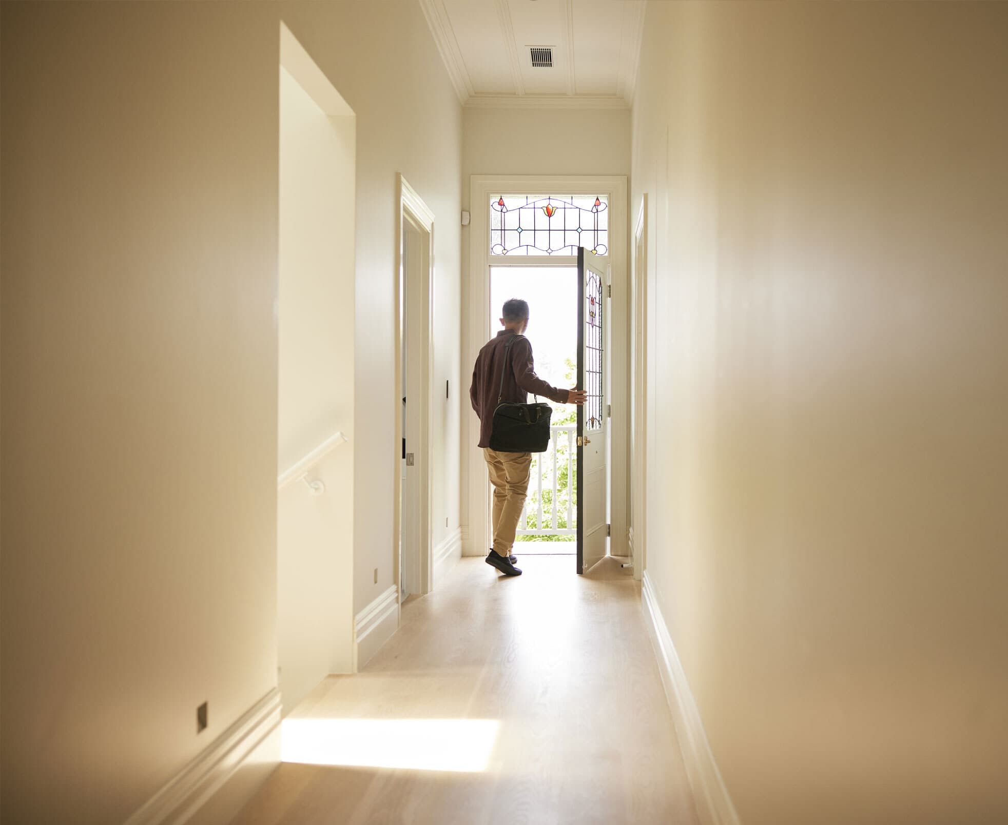 Man leaving for work