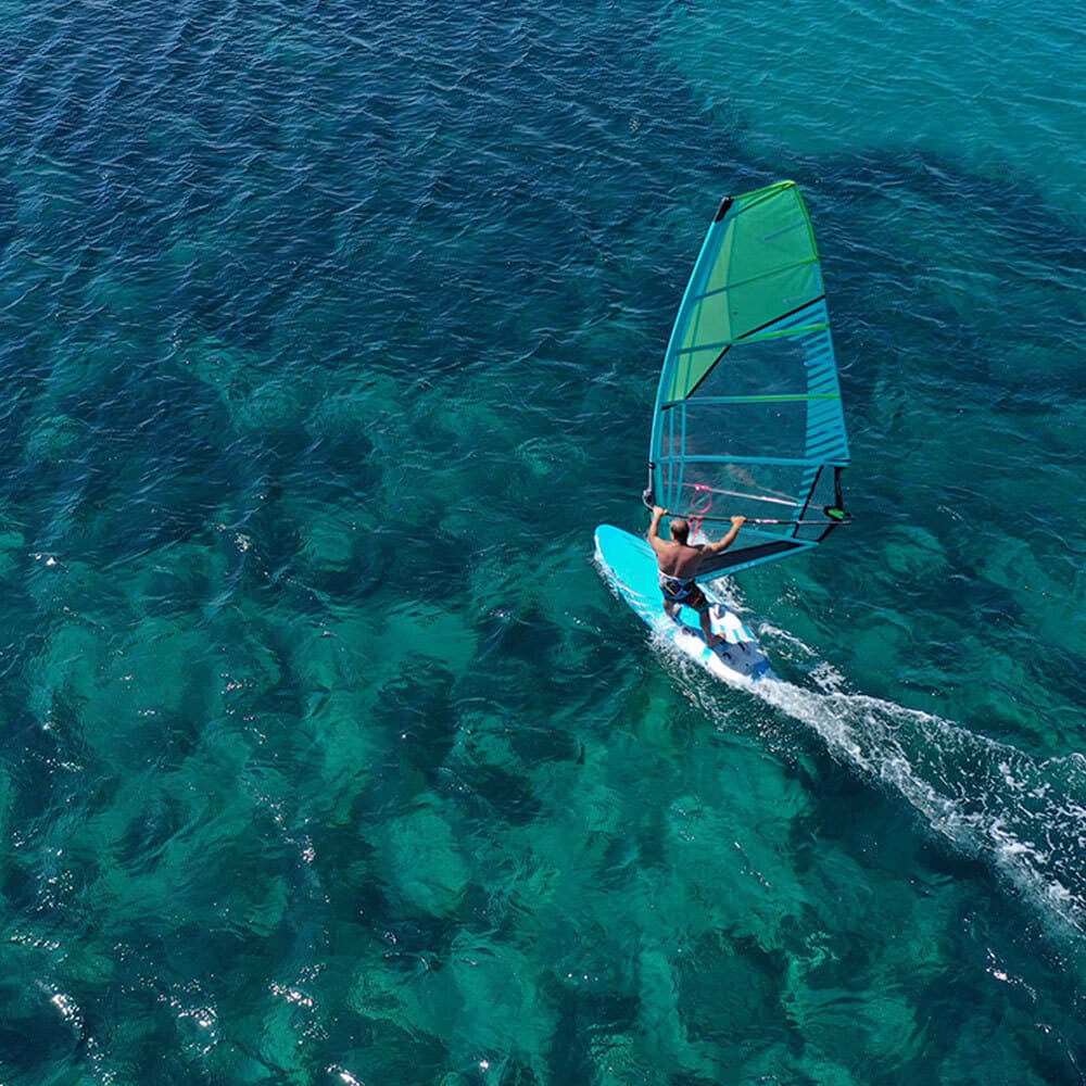 Wind surfing through open sea