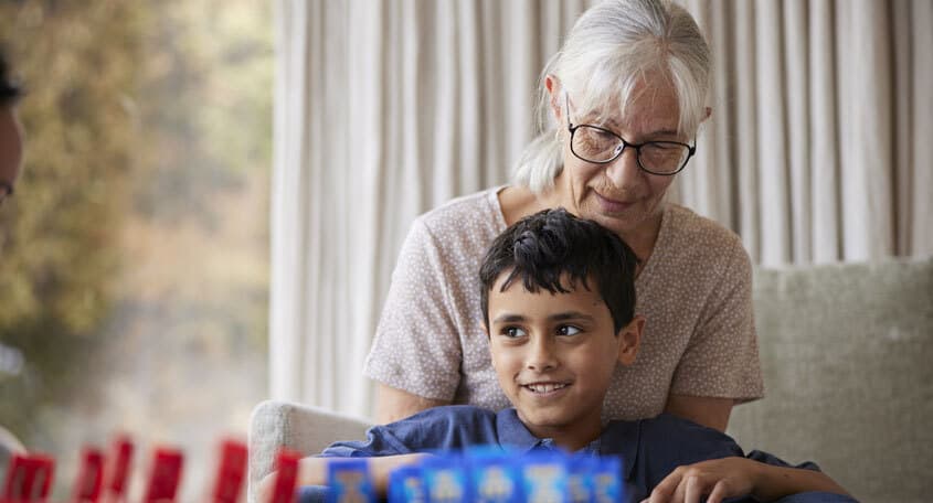 Grandma and child playing