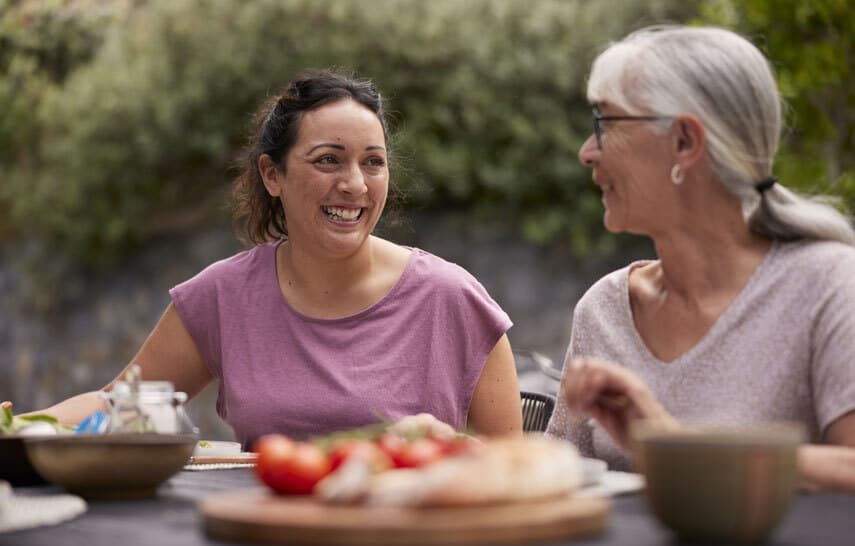 Two woman having lunch