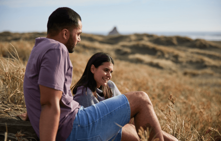 Man and lady at beach