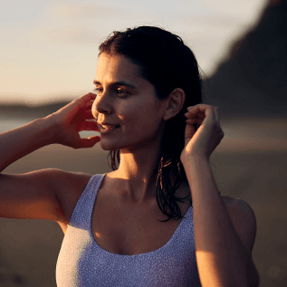 Beach walk woman
