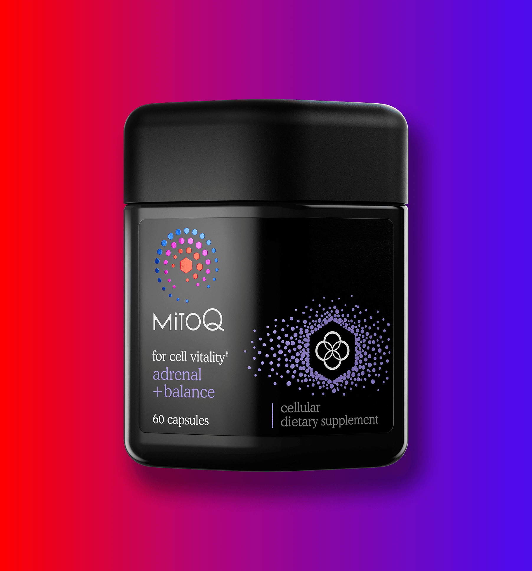 MitoQ adrenal +balance on gradient background