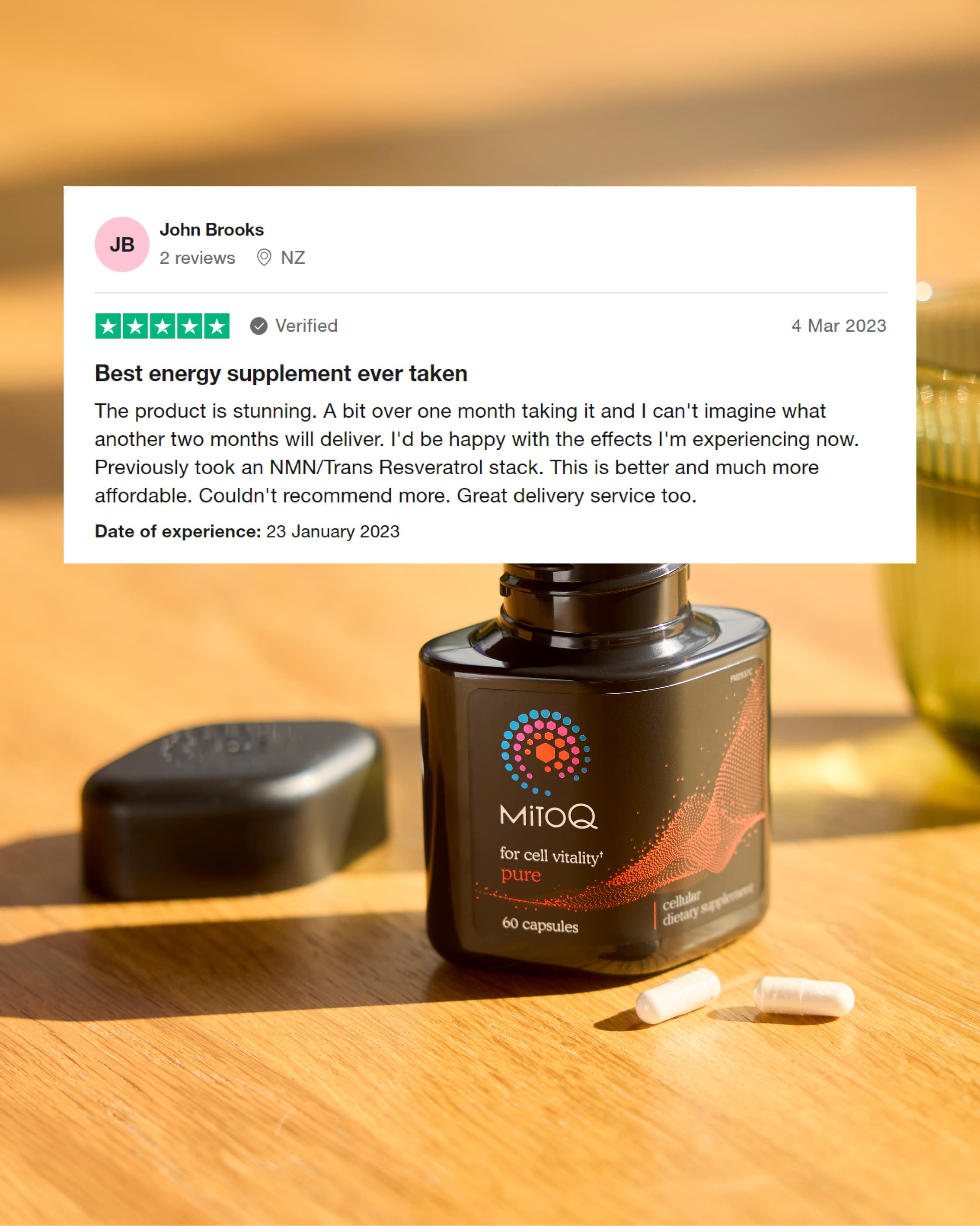 MitoQ positive customer testimonial