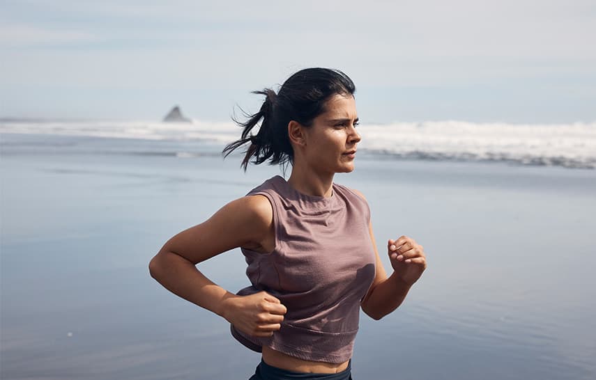 Lady running on beach