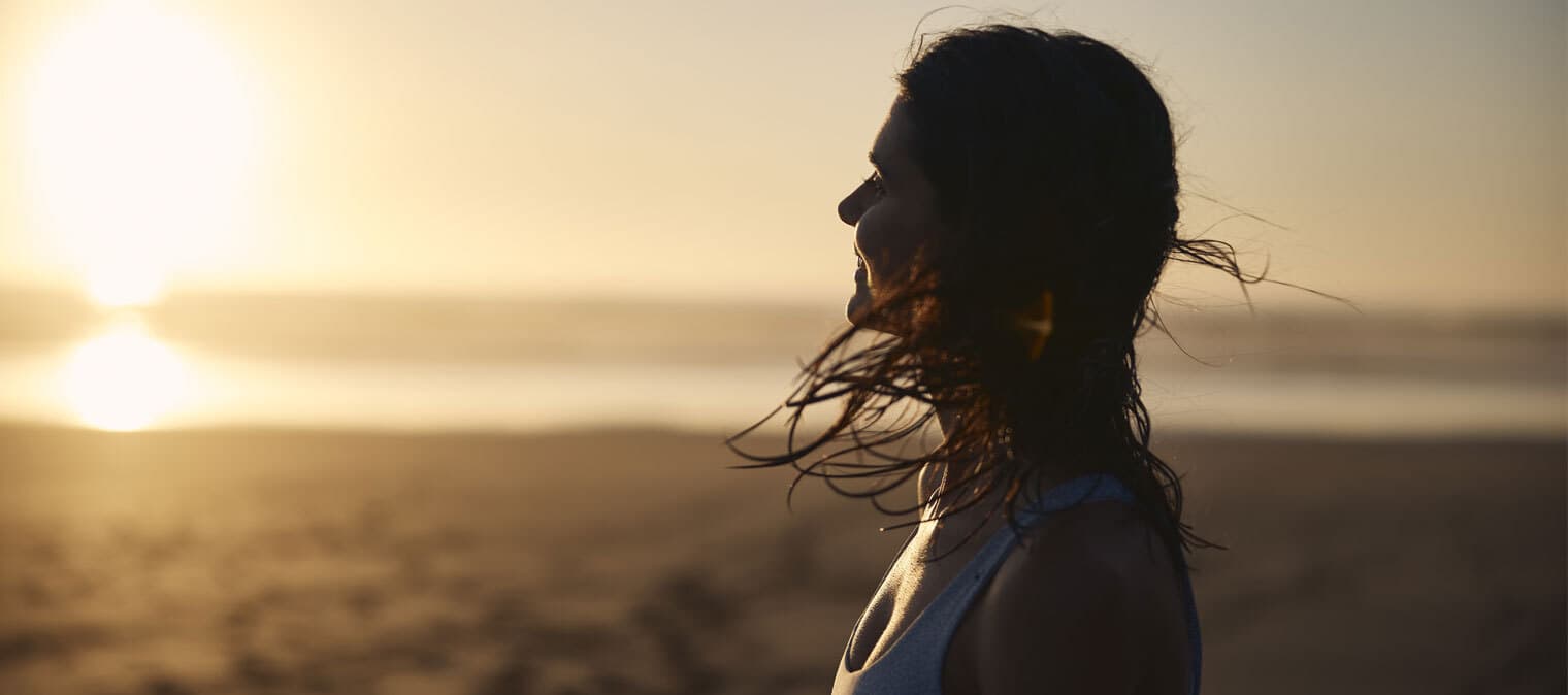 woman soaking in evening sun