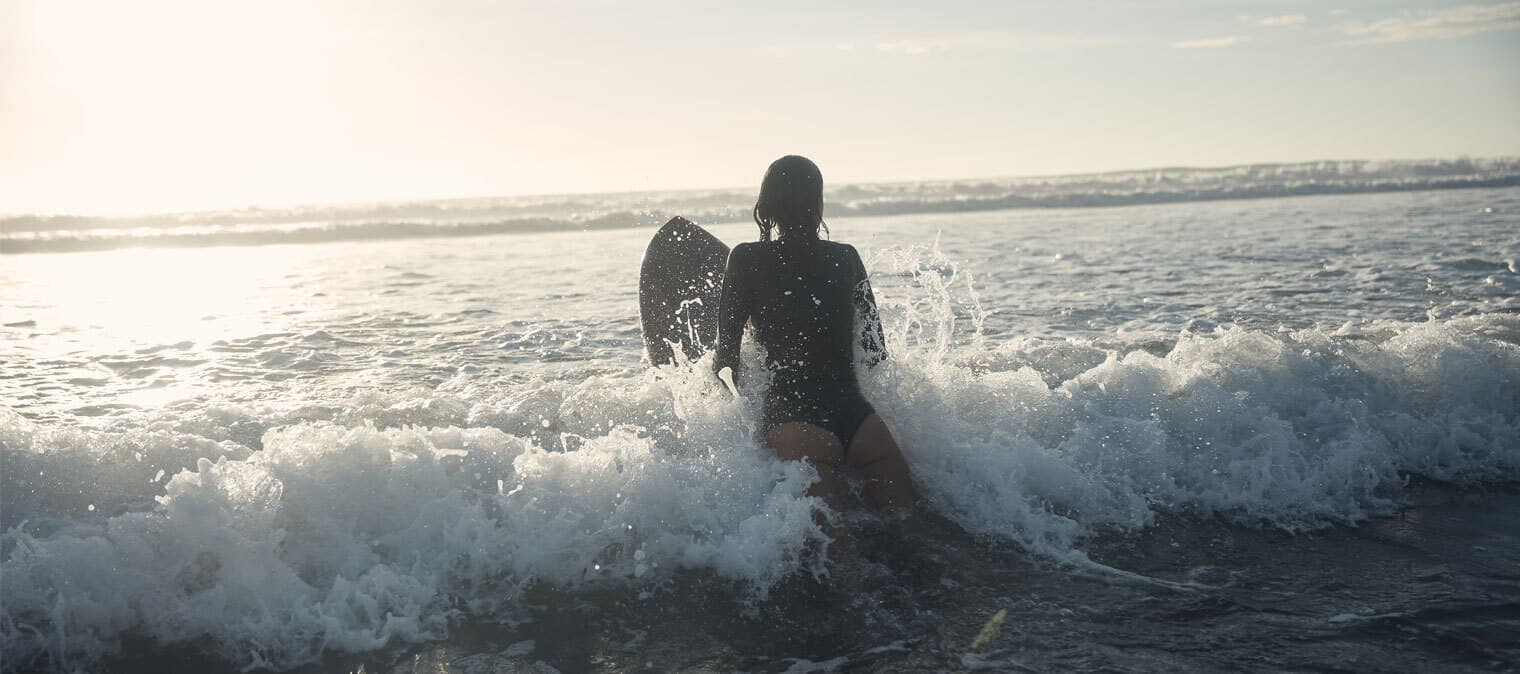 A woman surfing