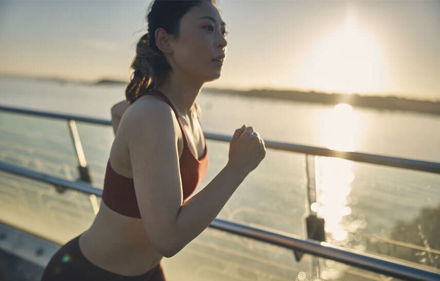 A woman running