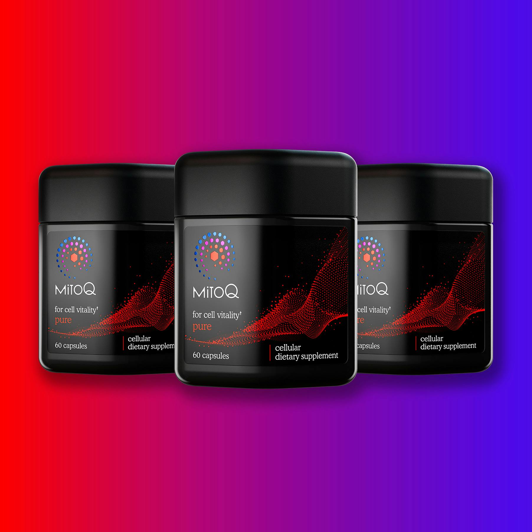 MitoQ triple pack product image on gradient background