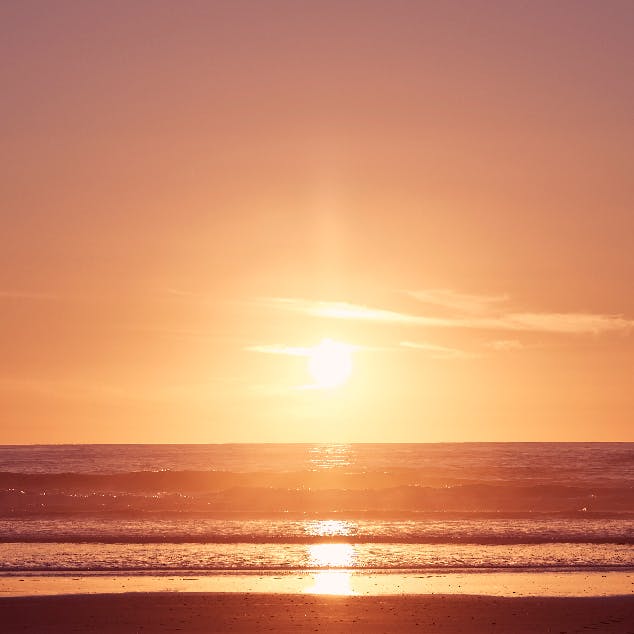 Morning sun horizon at a beach