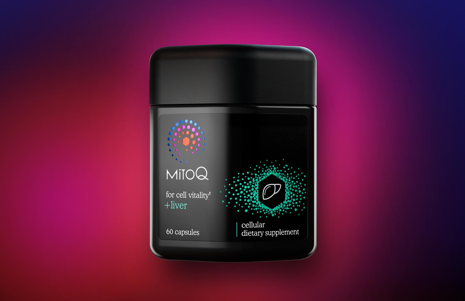 MitoQ +liver on dark gradient background