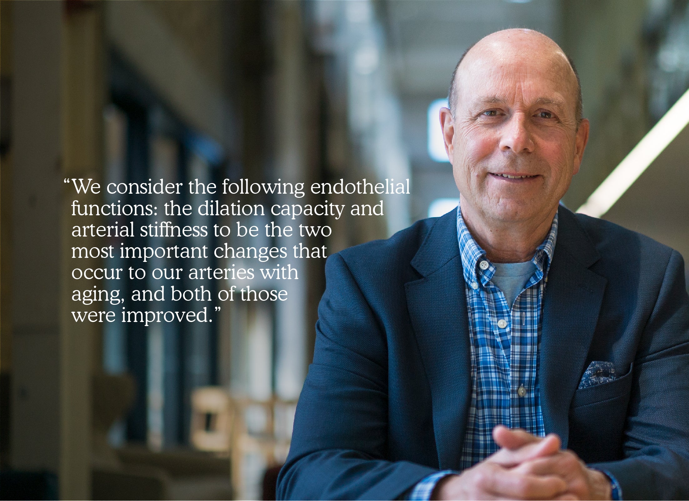 Professor Doug Seals with quote about endothelial function and aging arteries improved after taking MitoQ