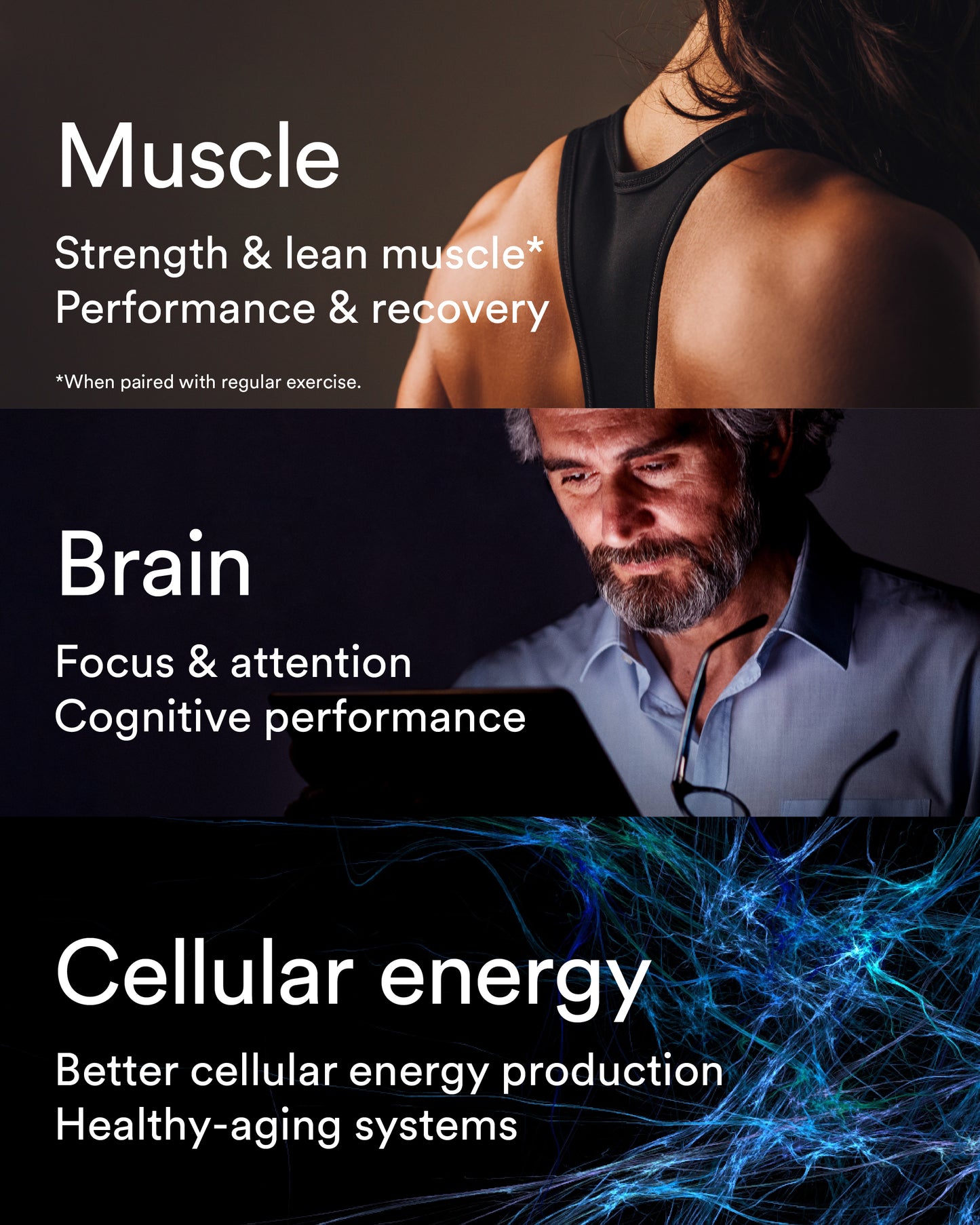 Muscle, brain, cells creatine benefits